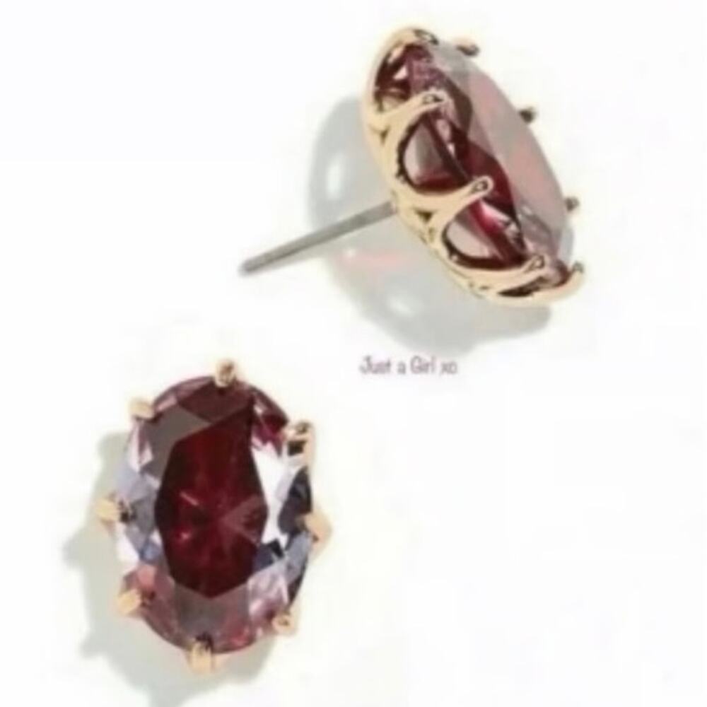 Kate Spade Berry Red Purple Cubic Zirconia‎ Oval Post Earrings